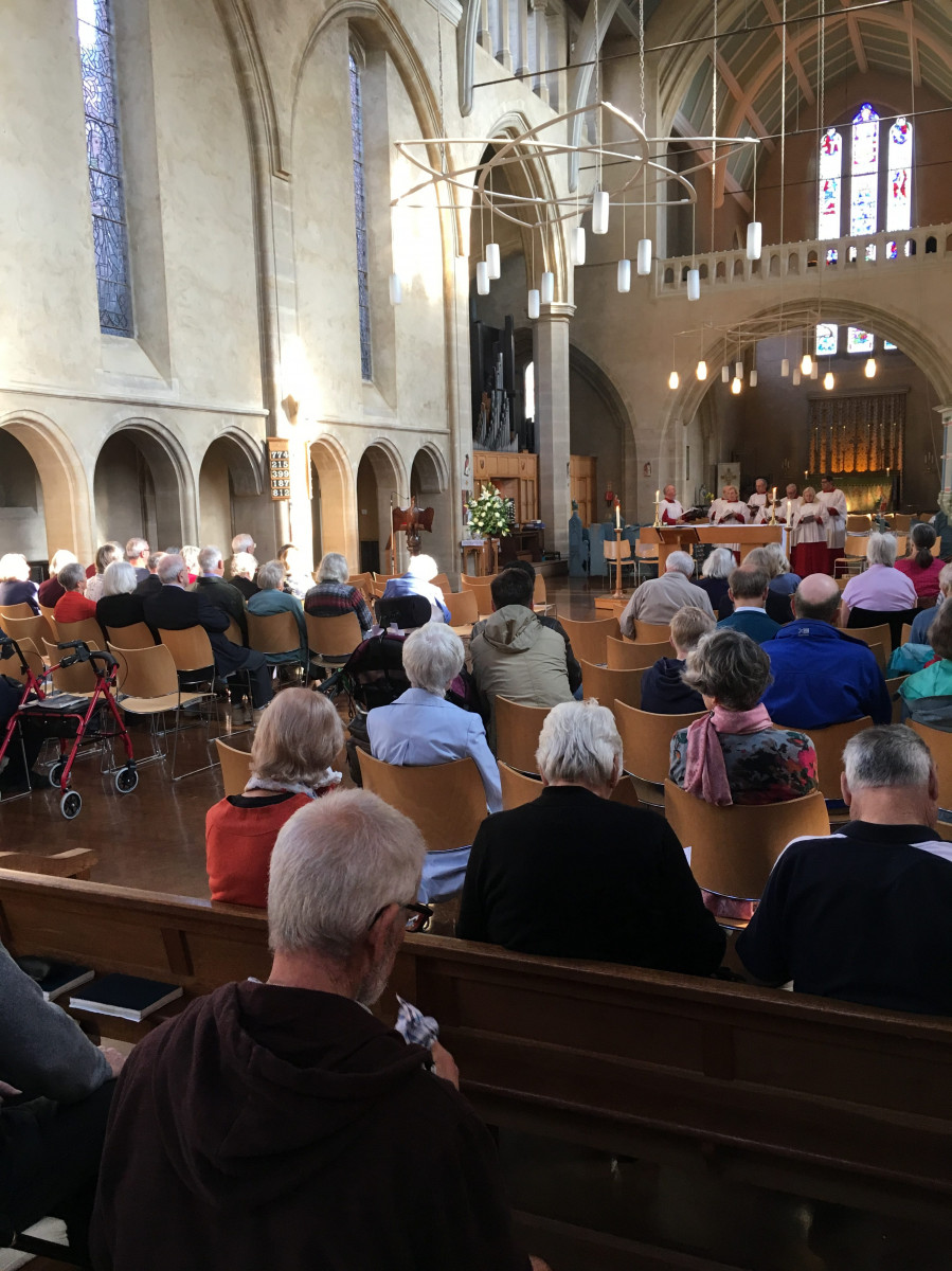 Inside church during a Sunday service