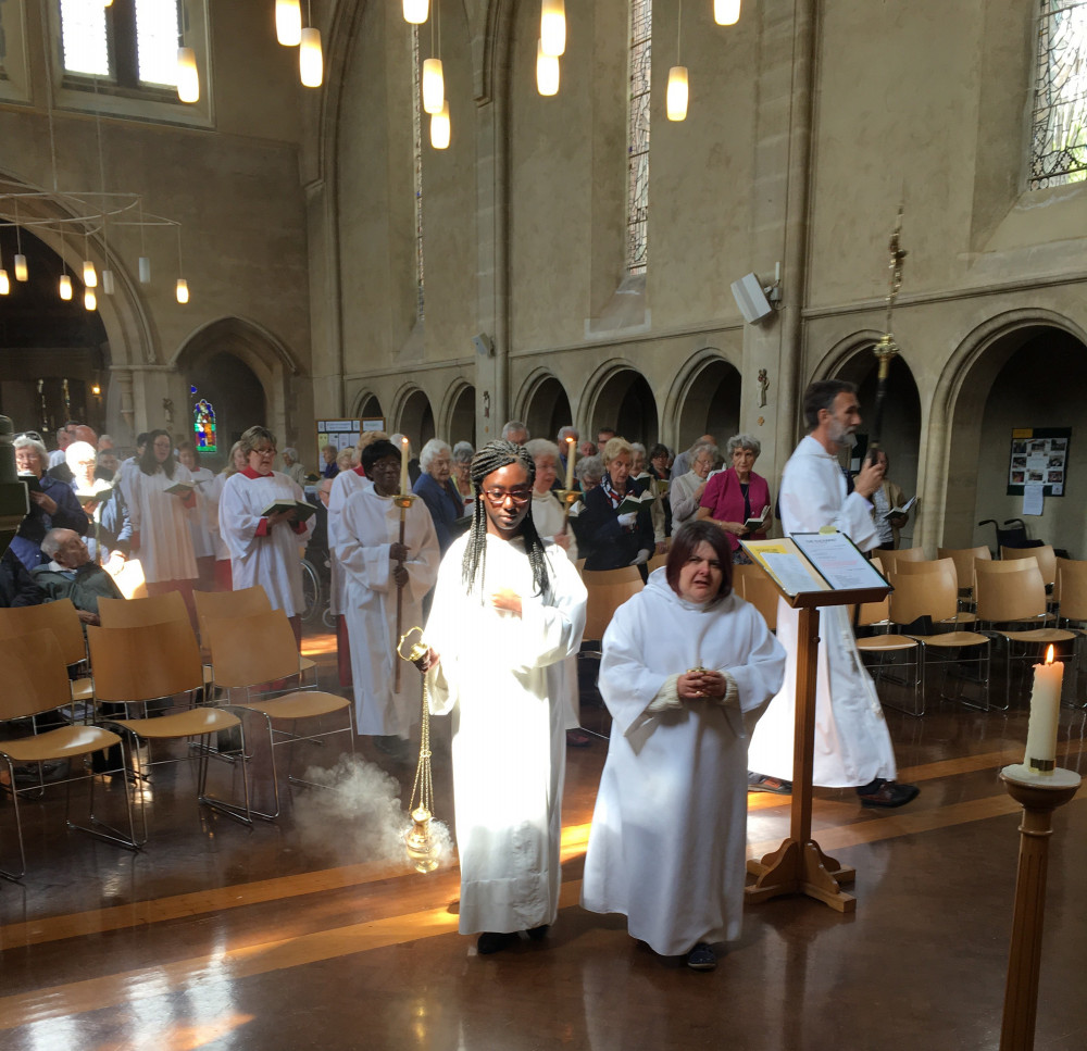 Procession approaches the altar