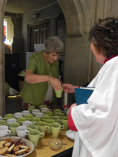 Coffee being served after the service