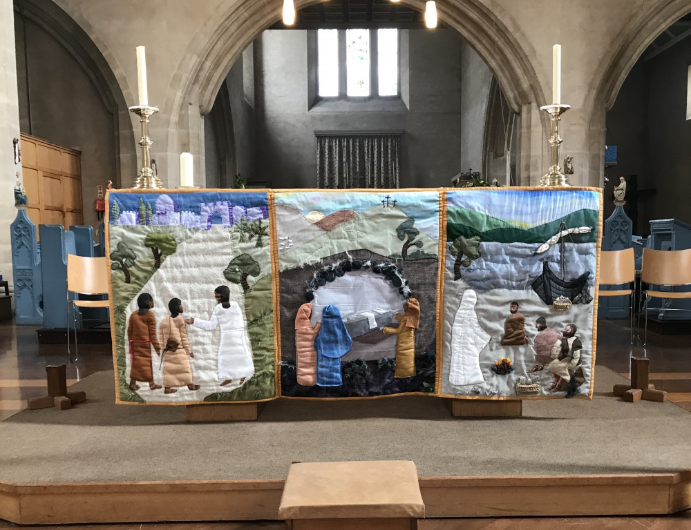 Easter altar frontal, made by St John's Crafty Club