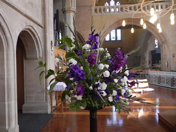 Standalone floral display in church